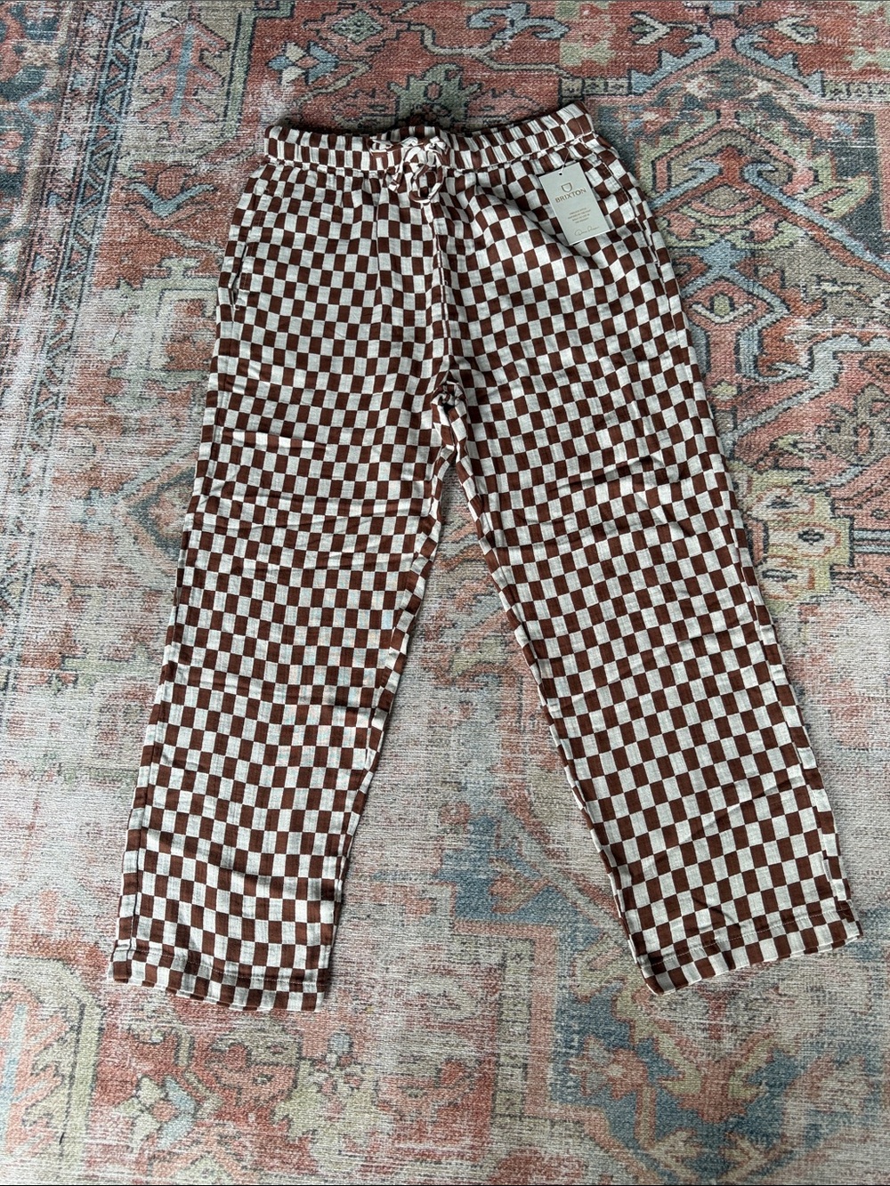 Brixton Mykonos Check Pant in Sepia